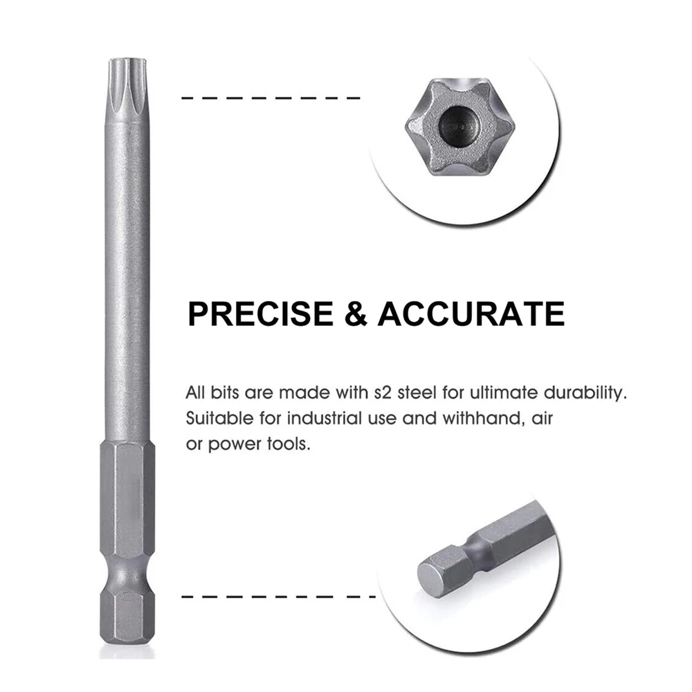 Juego de 11 puntas de seguridad Torx, destornillador magnético de seguridad de acero S2, destornillador de estrella de 50/100mm para T6-T40 de vacío de tiburón