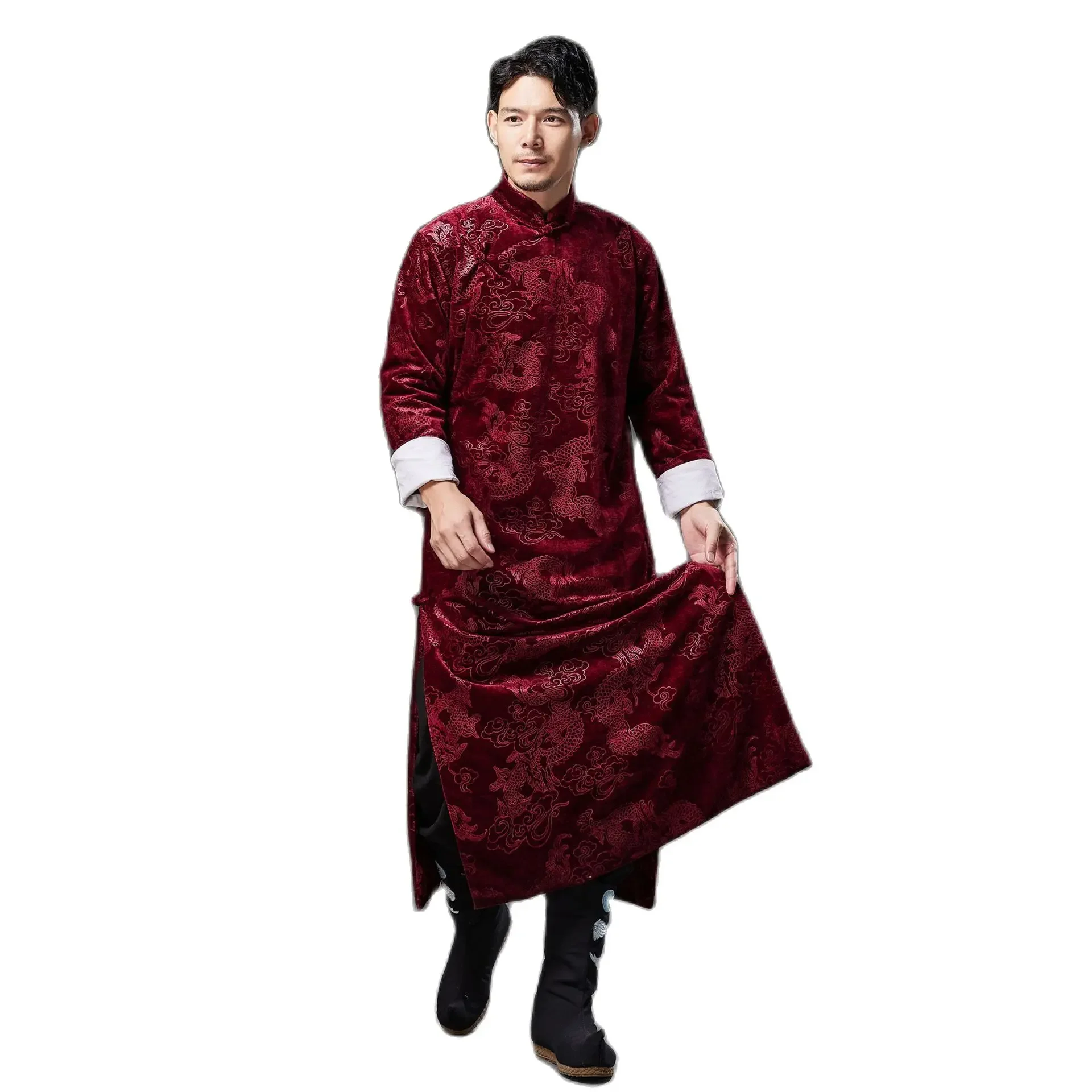 

Ethnic Men Tang suit Oriental Wedding Cheongsam Vintage Hanfu Dragon Robe Traditional Men Chinese New Year Clothing