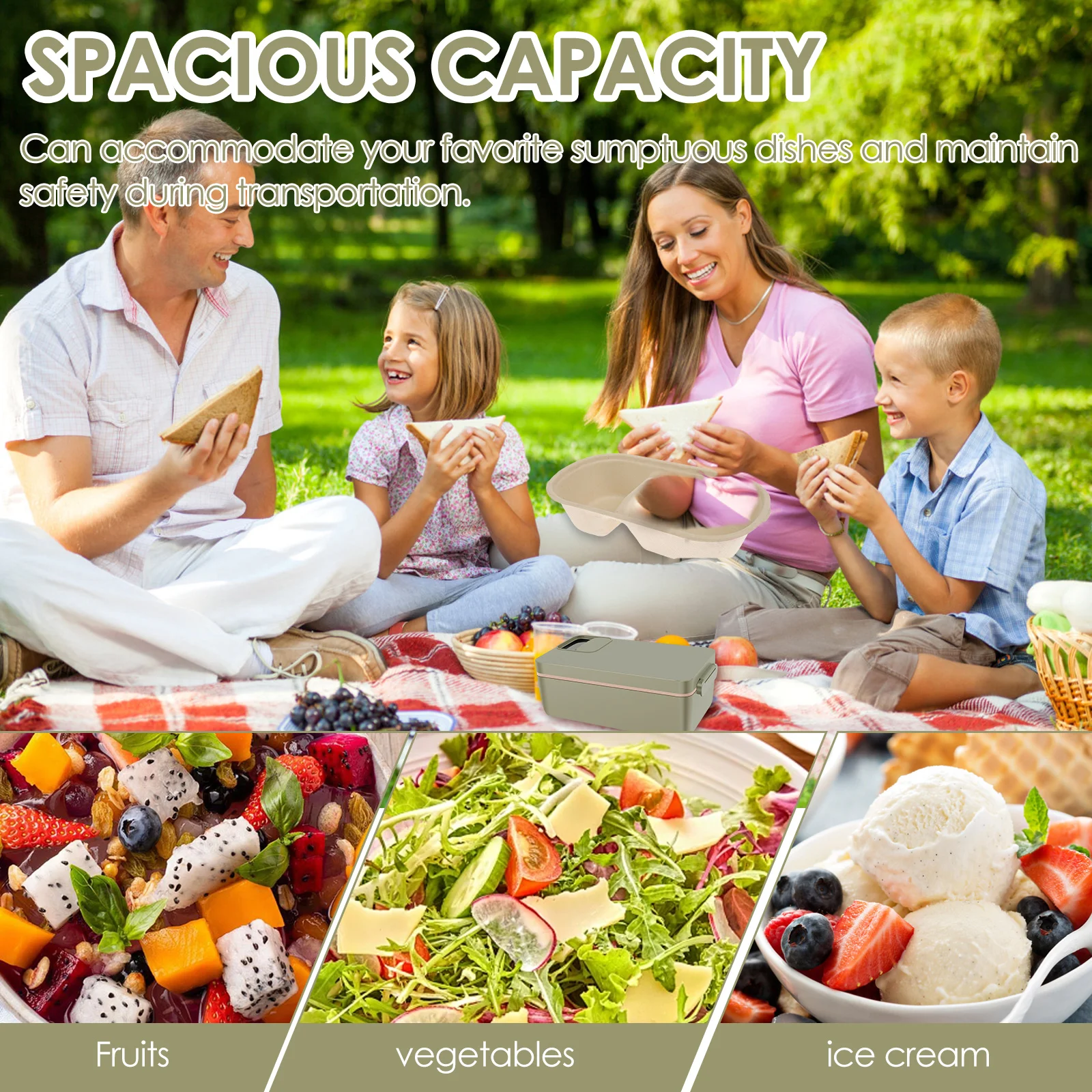 New Electric Food Box 1L Capacity Cordless Heated Food Box Leakproof Warmer 40W Portable Electric with Insulated