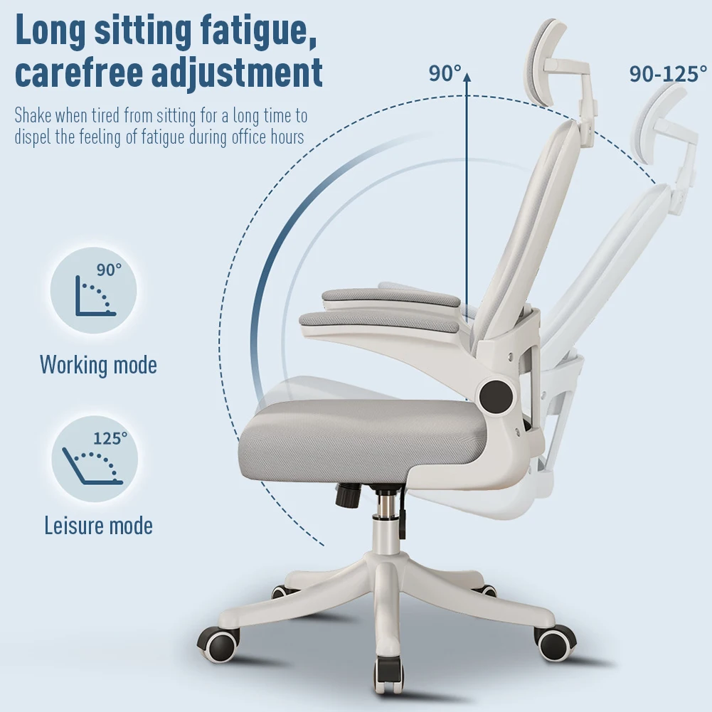 Office Chair With Headrest Armrests 90-125 &deg; Adjustable Comfortable Breathable Mesh Home Office Furniture For Relieve Fatigue