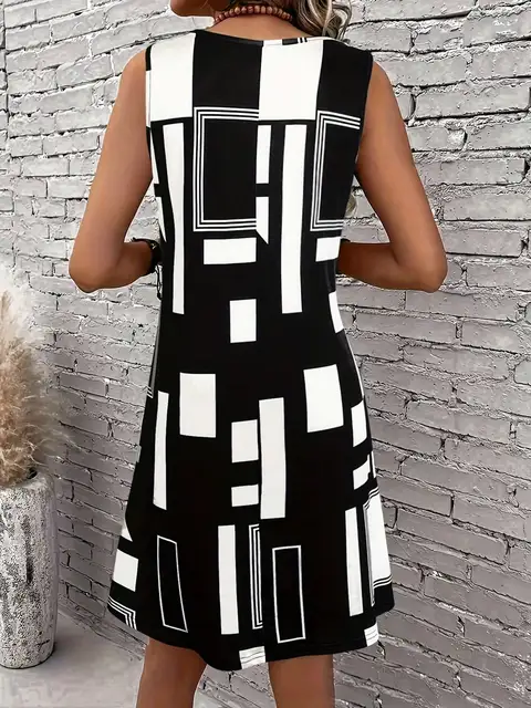 183189-d4c52a.jpg Sleeveless Dress Geometric Pattern