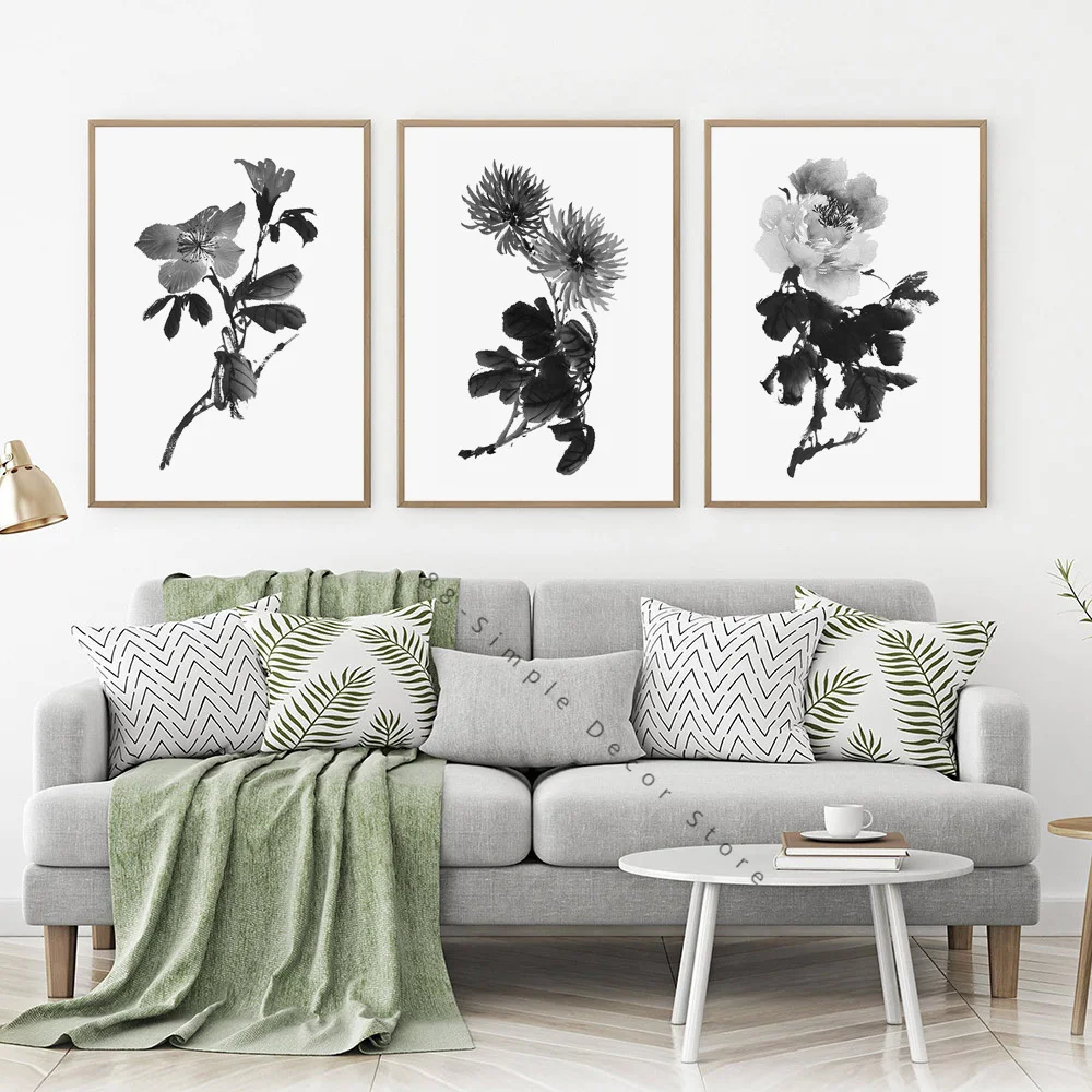 

Watercolor Flower Chrysanthemum Peony Wall Art Nordic Posters And Prints Wall Art Canvas Painting Pictures For Living Room Decor