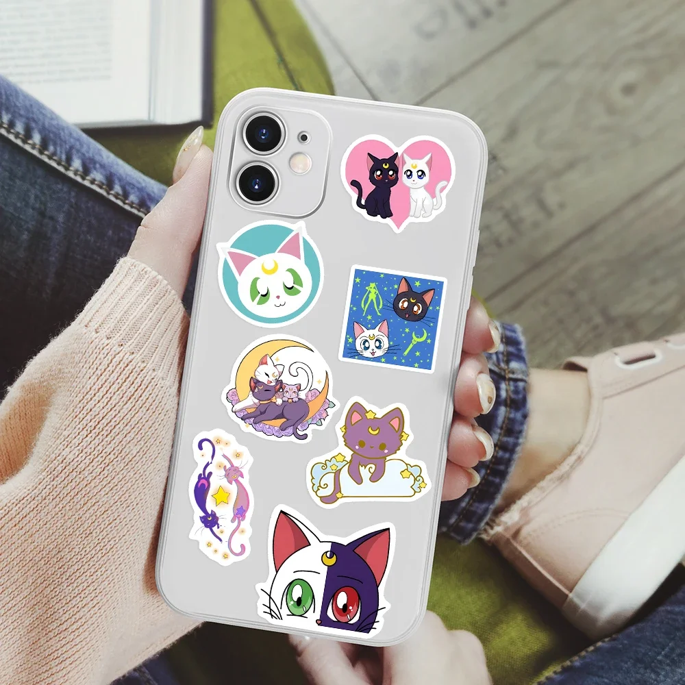 Cute Lunna Cat Stickers Cartoon Anime DIY Toy Gift Decal Graffiti for Phone Laptop Bottles Scrapbook Kids Waterproof