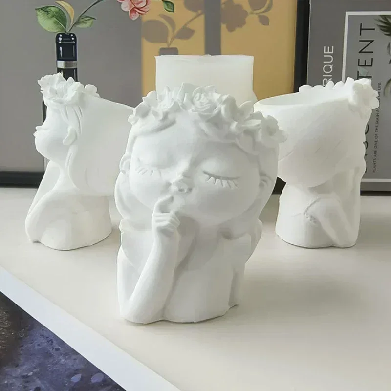 DIY Sleeping Girl Flower Pot Silicone Mold Storage Pen Holder Flower Pot Gypsum Resin Mold Beauty Drip Silicone silicone mold