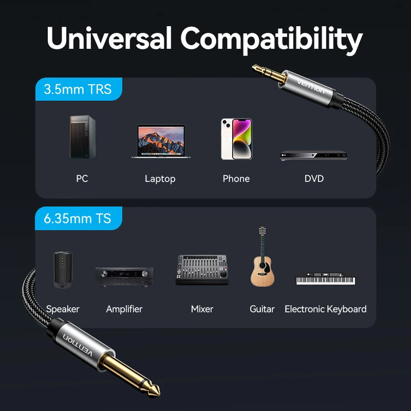 Vention 3.5 إلى 6.5 سماعة محول كابل الصوت لمشغل ال...