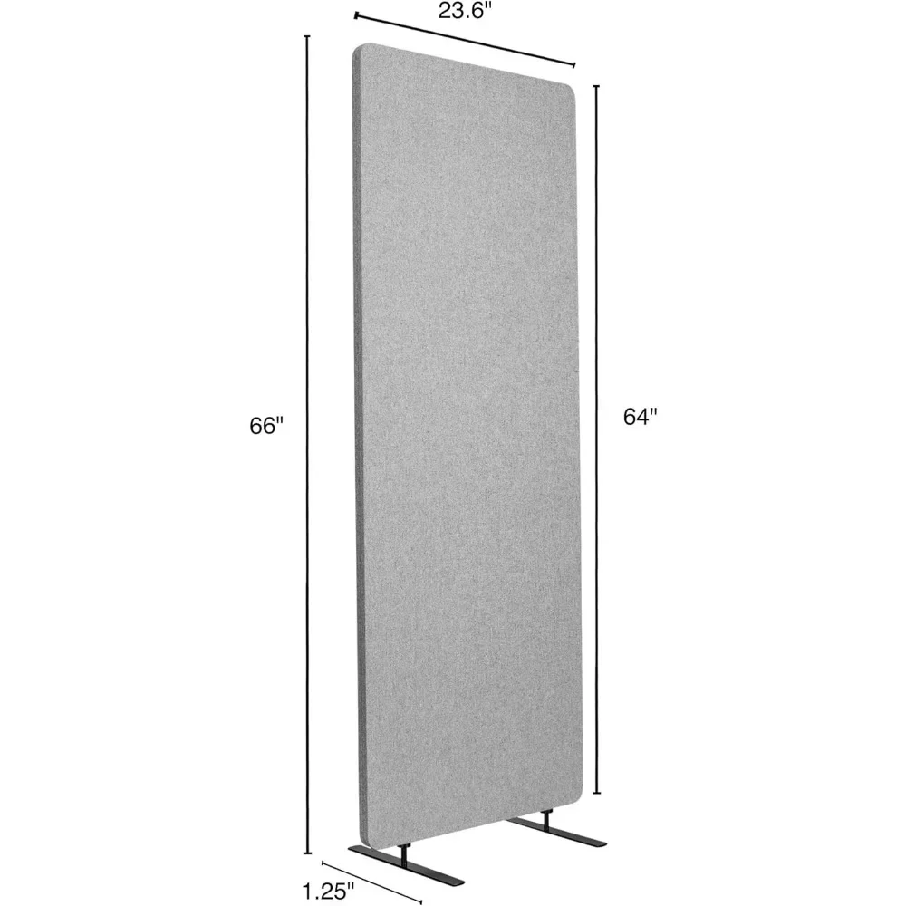 ReFocus Freestanding Noise Reducing Acoustic Room Wall Divider Office Partition (Cool Gray, 23.6" x 66", Stand-Alone Panel)