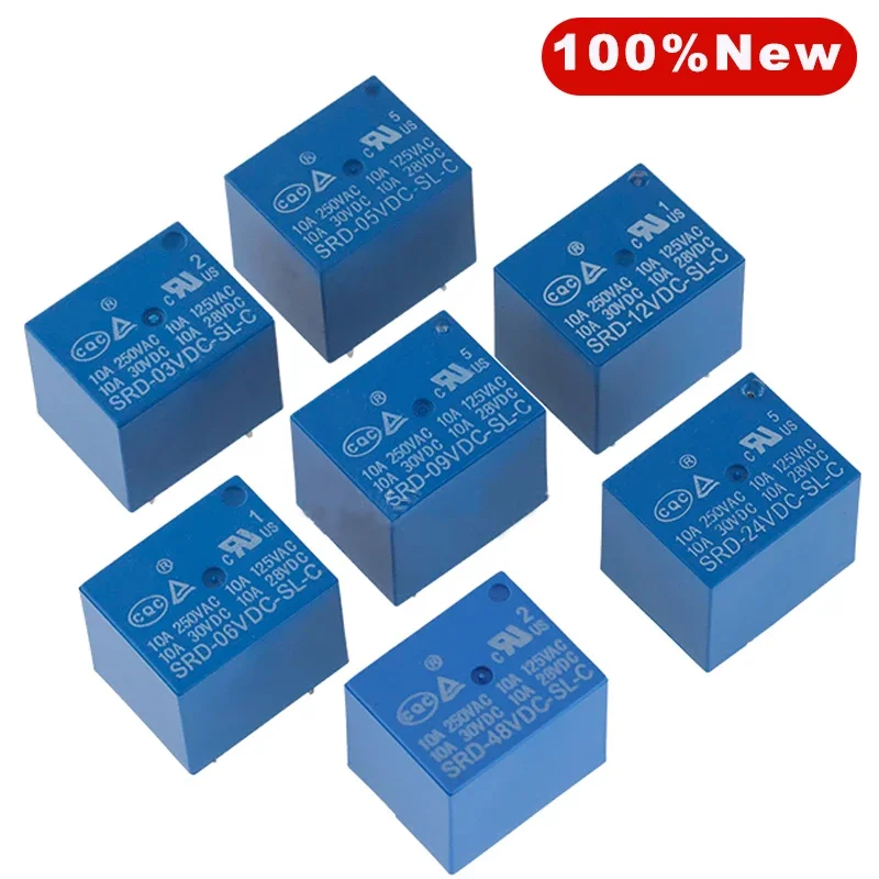 Frete grátis 5 peças-relés embutidos 3v 5v 6v 9v 10a 250vac 5pin t73 / Equipamen