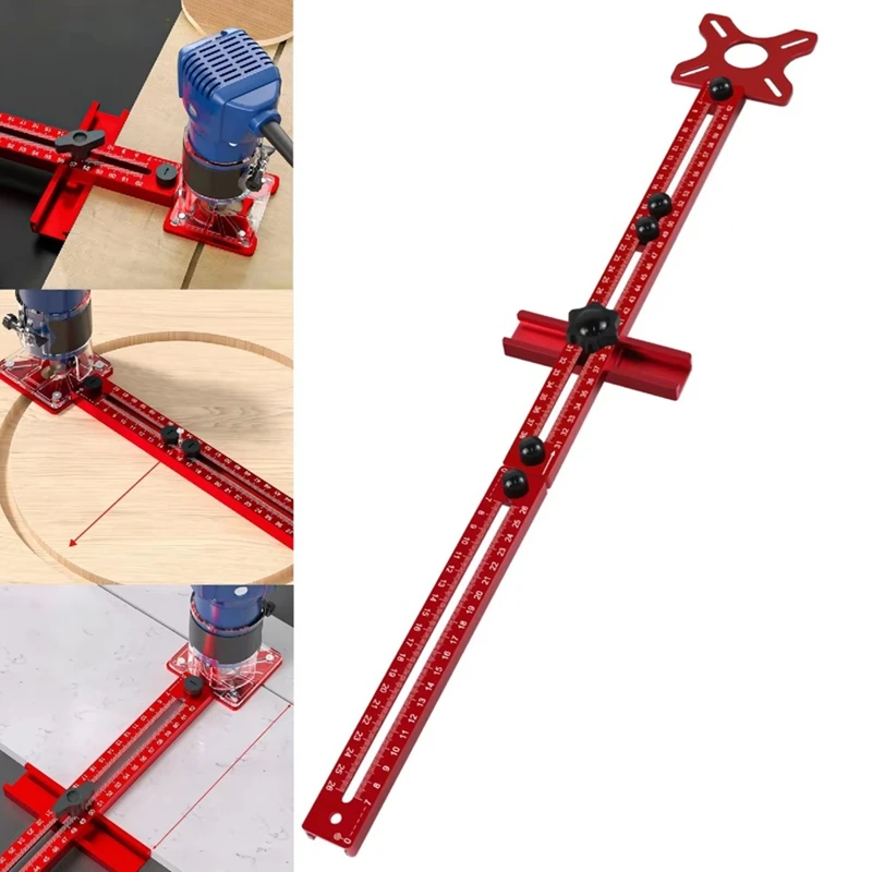 B28C-3-In-1 Router Milling Groove Bracket,9-61Cm Radius Router Circle Cutting Jig,Aluminum Cabinet Hardware Jig For Woodwork