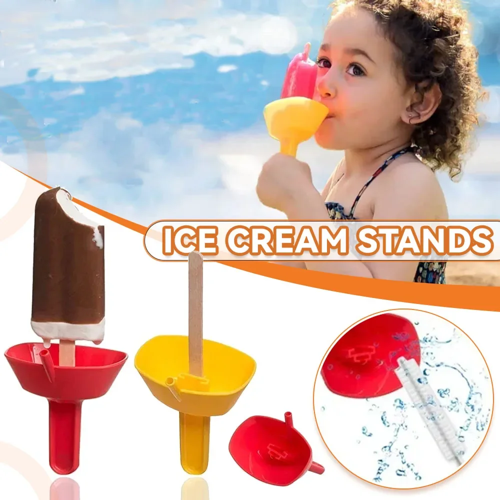 4PCS New Anti-Drip Popsicle Rack Non-drip Ice Rack New Ice Cream Anti-drip Frozen Snack Popsicle with Straw Kids