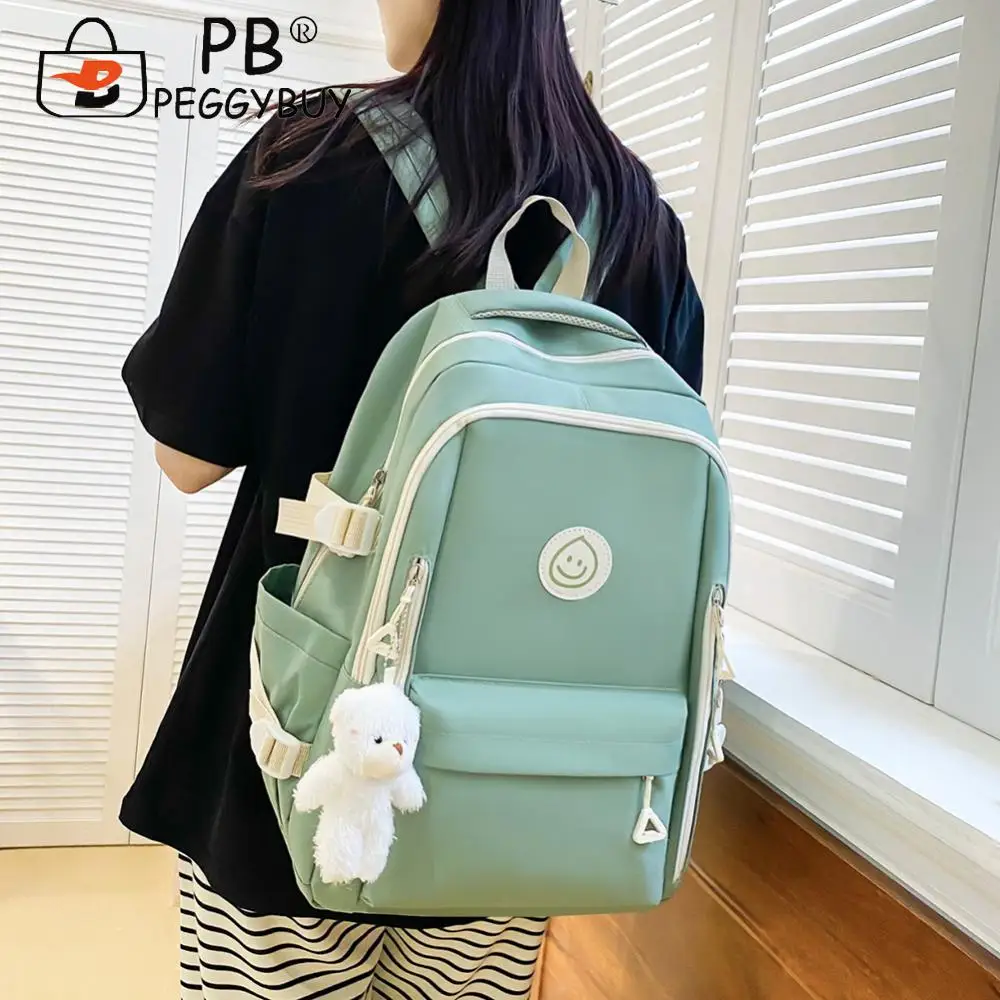 5pcs Backpack Combo Set Large Capacity School Bags Set Canvas with Pendant Soft for Primary Middle School Students 2