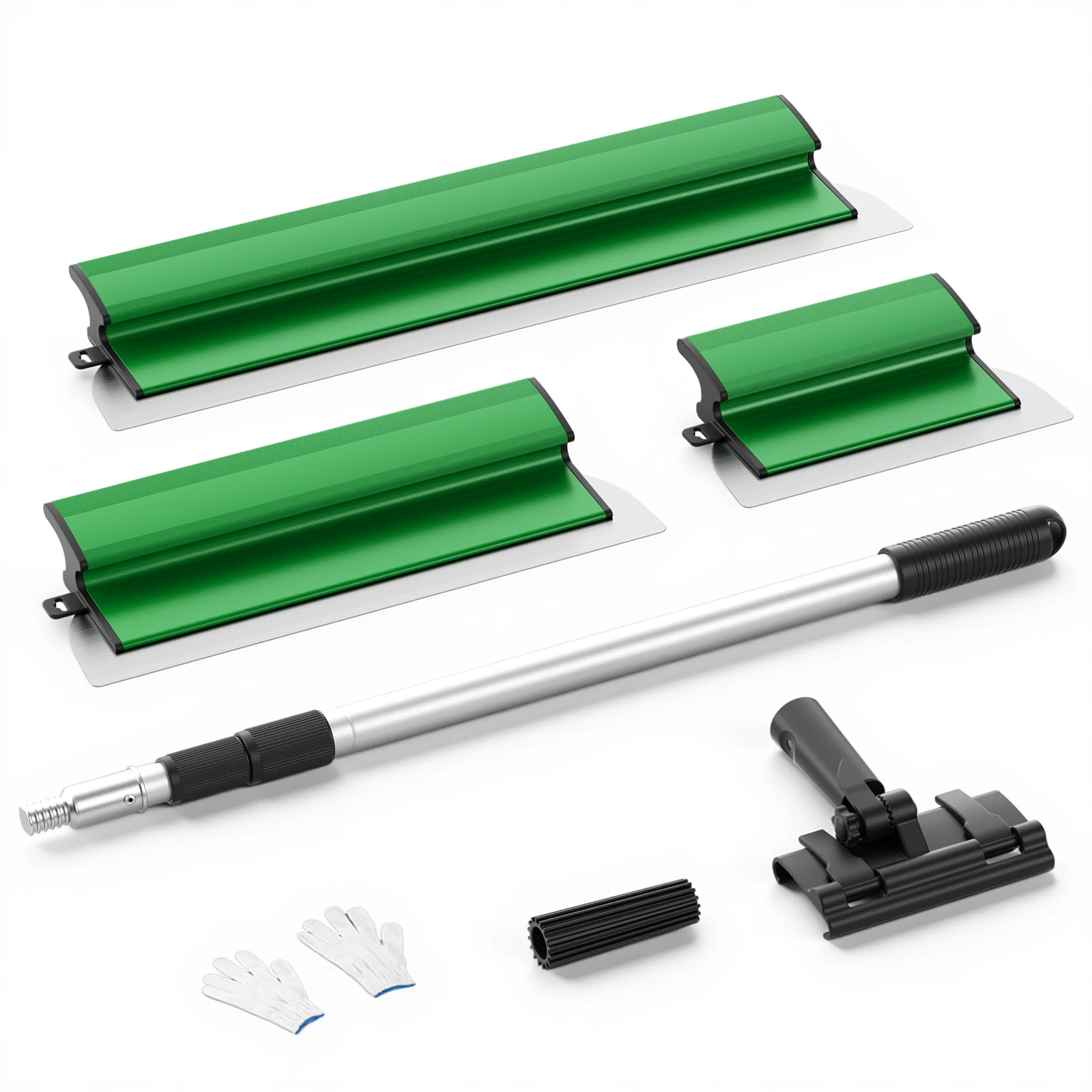 Jeu de lames d'écumage pour cloisons sèches, 3 pièces, 25/40/60cm, avec poteau télescopique, lames larges en acier inoxydable pour murs, plafonds, coins