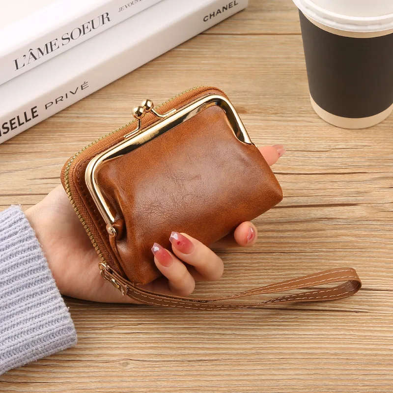 

Vintage Women Card Holder Short Wallet Mini PU Leather Multi Card Slot Coin Purse Female Small Zipper Clutch Bag Money Wallet