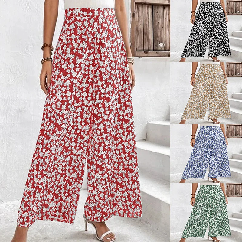 New Women's Small Floral Relaxed Relaxed Waist Trousers