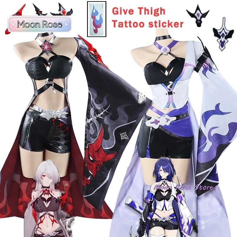 

Acheron Cosplay Game Honkai Star Rail Acheron Red Costume Dress Wig Shoes Full Set Women Role Play Carnival Party Clothes