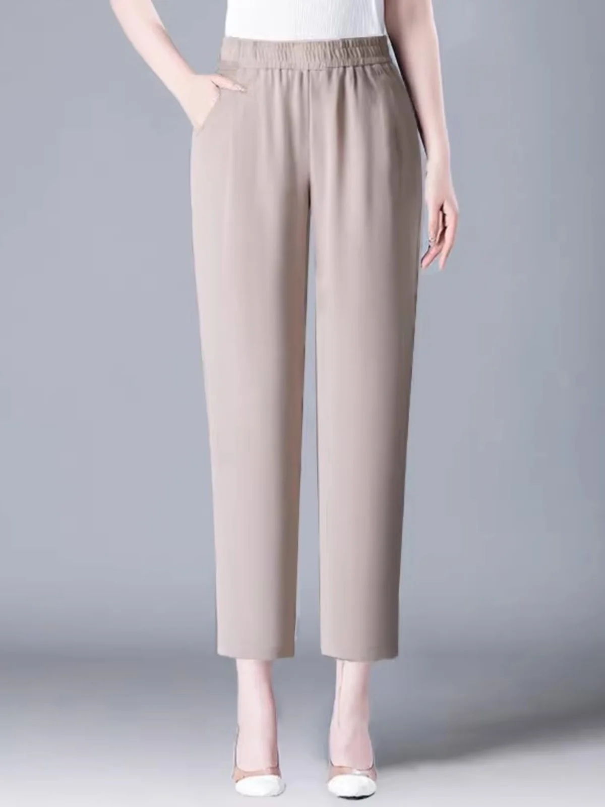 Ice Silk Cotton Linen Harem Pants Women's Summer Thin High Waist ular Sle Casual Dad Pants Nine Points Harlan Trousers