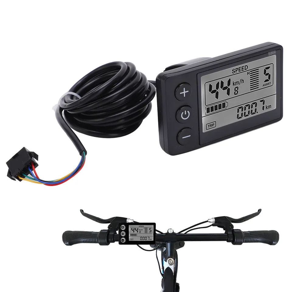S866 Electric Bike LCD Display, 24V 36V 48V Electric Bike Scooter Control Panel with Waterproof Plug S866 Electric Bike LCD Display, 24V 36V 48V Electric Bike Scooter Control Panel with Waterproof Plug