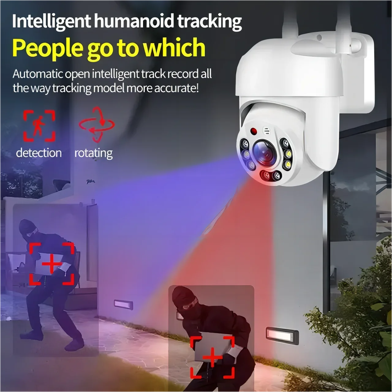 8MP WIFI Surveillance Camera Wireless IP Cameras Outdoor Auto Tracking Color Night Vision 8X Digital Zoom CCTV Security Monitor 3