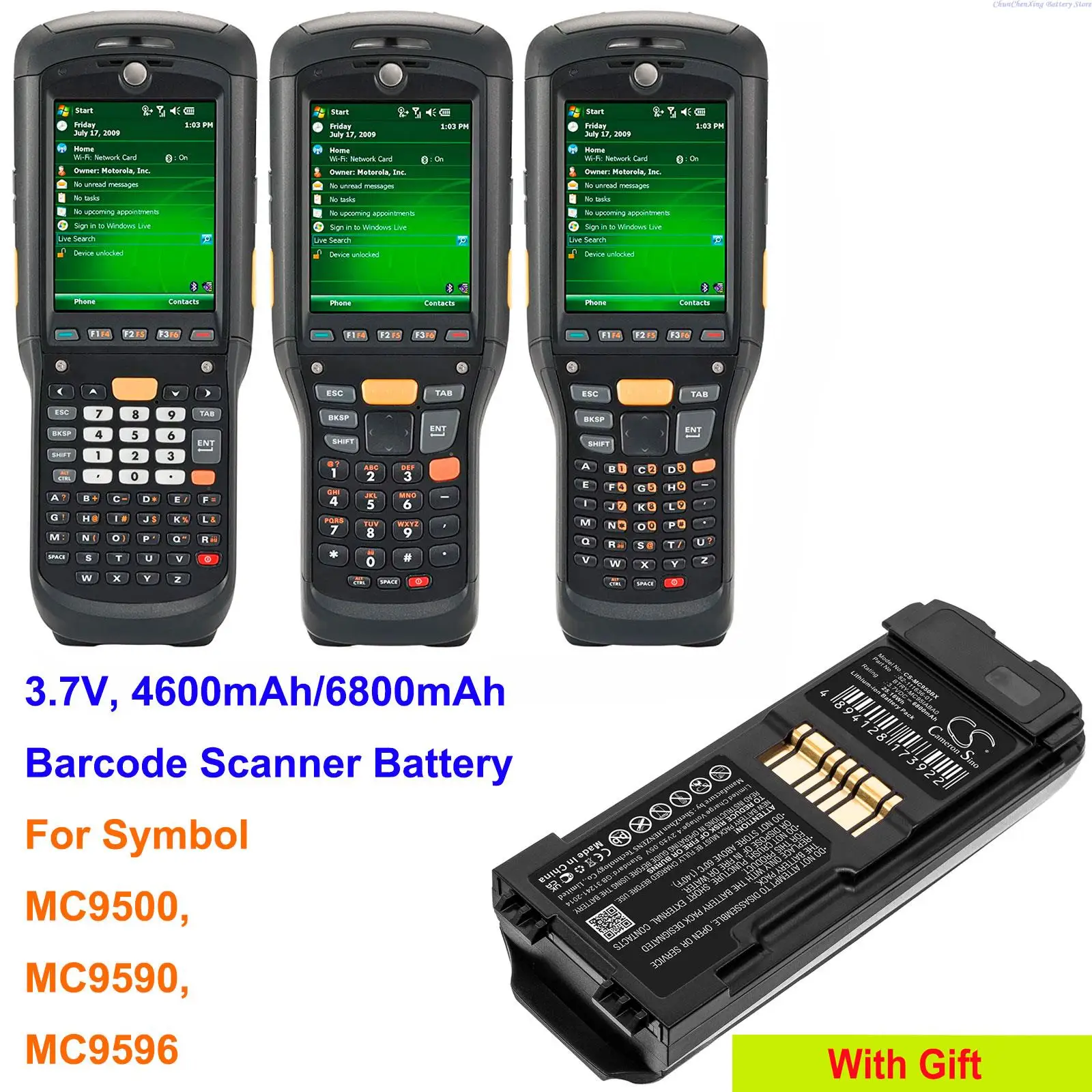 

Cameron Sino 4600mAh/6800mAh Barcode Scanner Battery BTRY-MC95IABA0, 82-111636-01 for Symbol MC9500, MC9590, MC9596