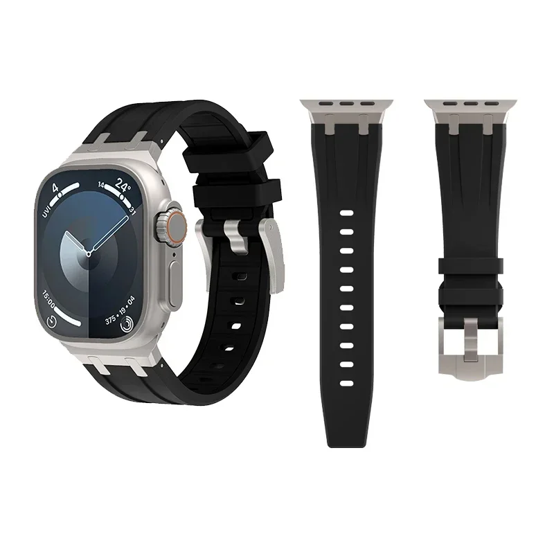애플 워치 밴드용 실리콘 스테인리스 스틸 스트랩, 울트라 2 49mm, 9 8 7 45mm, 44mm, 42mm 워치 밴드 팔찌, 아이워치 6 5 4 SE 한국