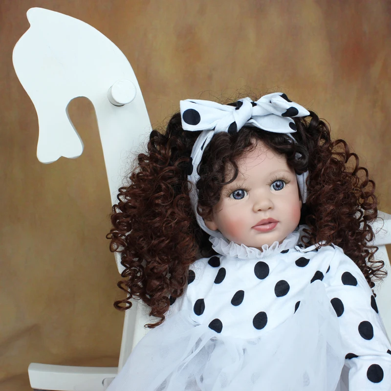 55/60 CM Soft Silicone Reborn Baby Doll For Gir Long Hair Princess Toddler Bebe Dress Up Toy Lovely Kid Birthday Gift 4