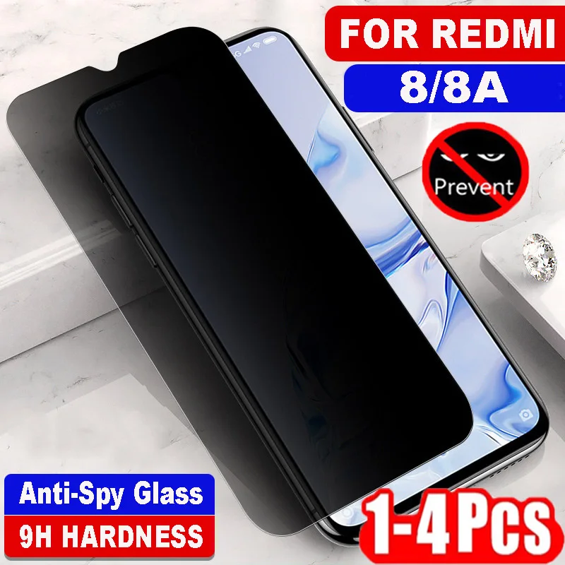 

1-4PCS Anti-spy Protective Tempered Glass for Xiaomi Redmi 8 Screen Protectors for Xiaomi Redmi 8A Privacy Glass Films