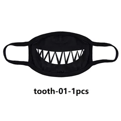 Cotton Comfort Reusable Black Mask - Breathable, Lightweight, and Skin - Friendly for Everyday Use (Tooth - 01 - 1p)