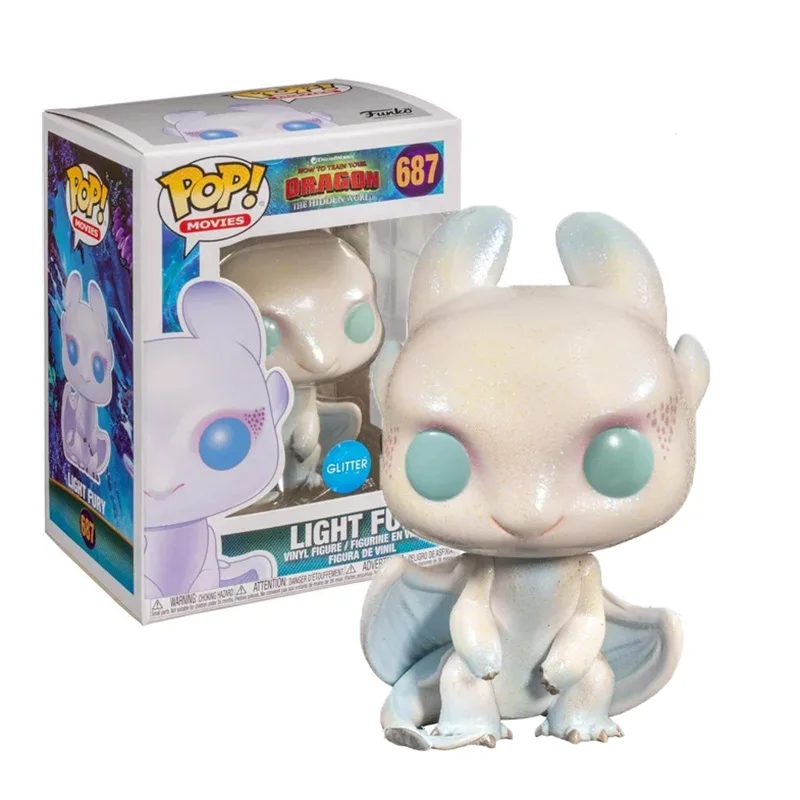 thumbnail image 1 of Funko Pop Movies How to Train Dragons Toothless #100 #686 Light Fury #687 Vinyl Action Figures Toys Dolls Collection Kids Gifts, 1 of 4