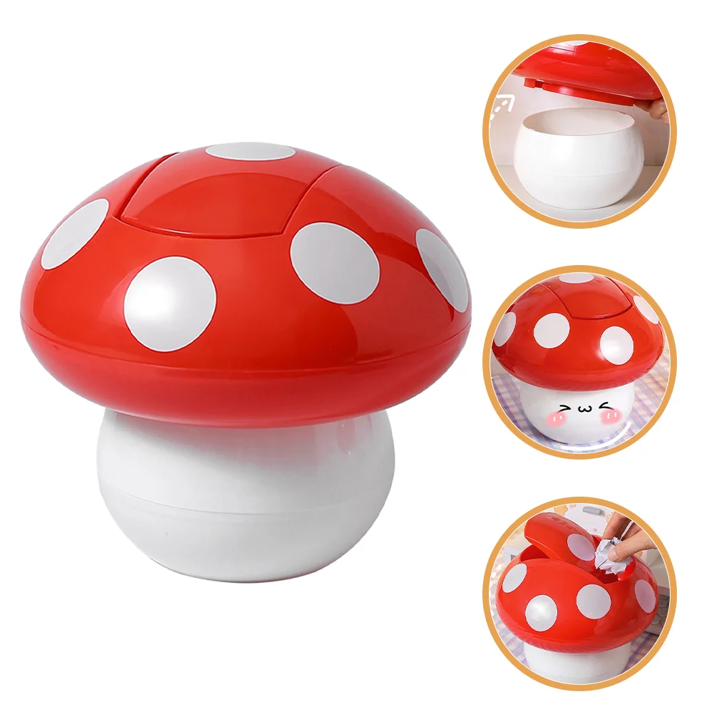 

Mushroom Trash Can Small Garbage Tabletop Container Tiny Waste Bucket Desktop Rubbish Bin Office Abs Holder Cartoon Food Cans