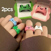 Cute Frog Rings With Box Colorful Acrylic Finger Rings Women Girls Daily Friendship Couple Gifts Lovely Animal Jewelry Accessory 1