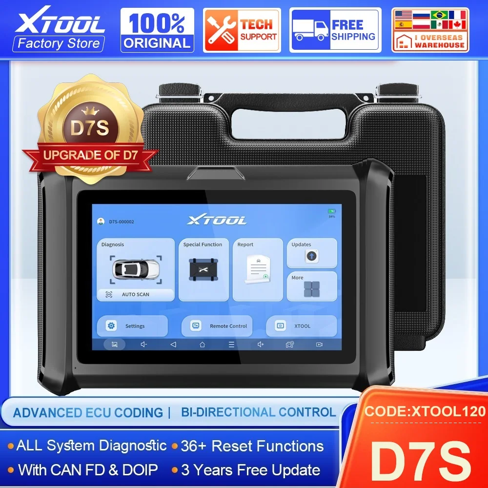 XTOOL 모든 시스템 진단 도구, ECU 코딩 스캐너, 자동 키 프로그래머, 38 리셋 기능, 활성 테스트 코드 리더, PK D7