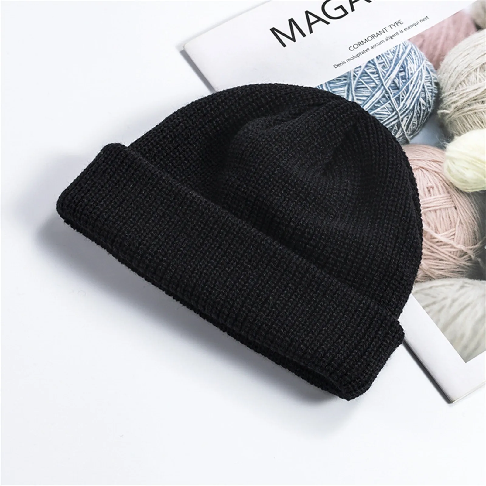 

Модные шапки для мужчин и женщин, однотонные милые толстые шапки, вязаная очень мягкая растягивающаяся теплая зимняя шапка, уличная спортивная шапка