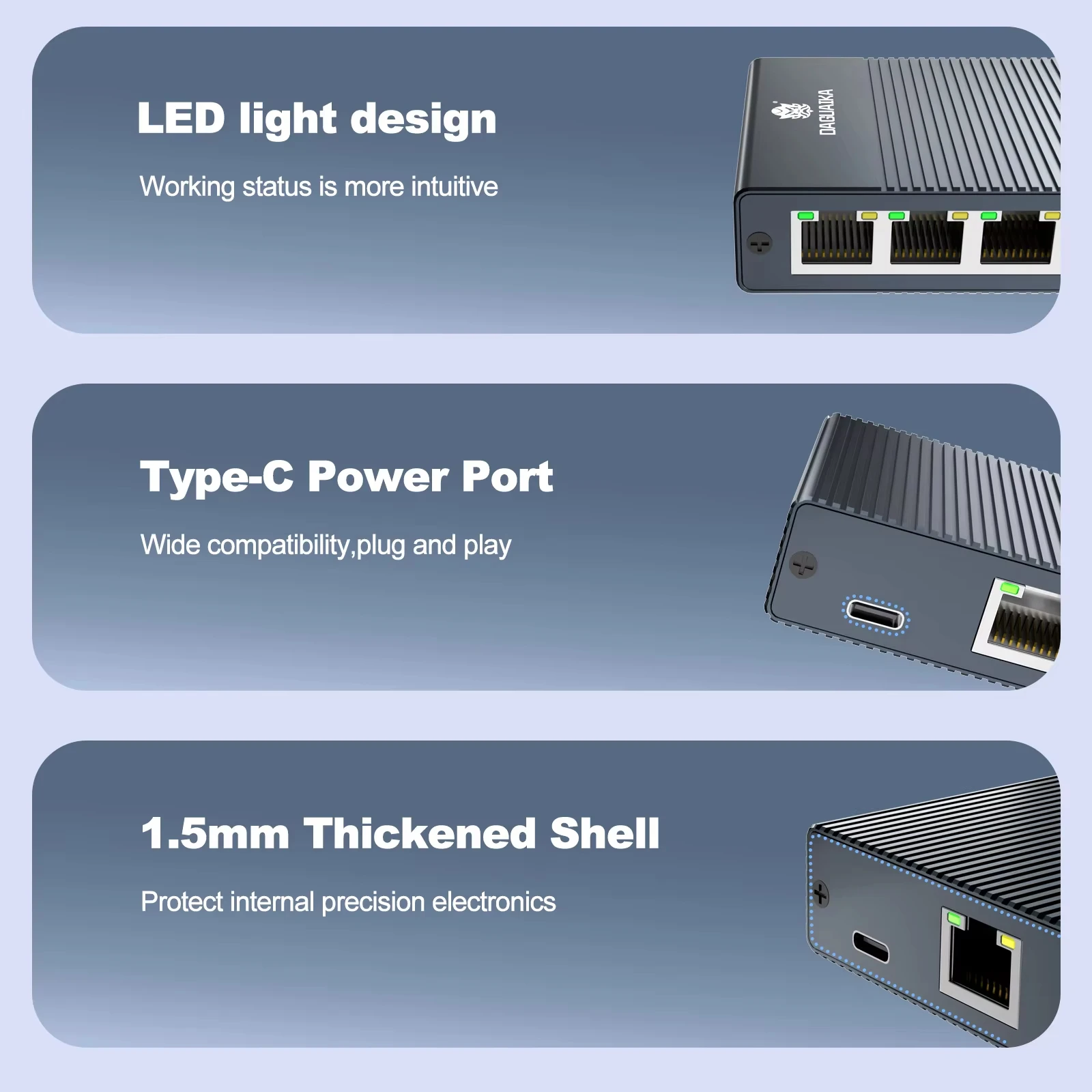 High-Speed RJ45 Ethernet Splitter Adapter - Multi-Port Gigabit Network Extender