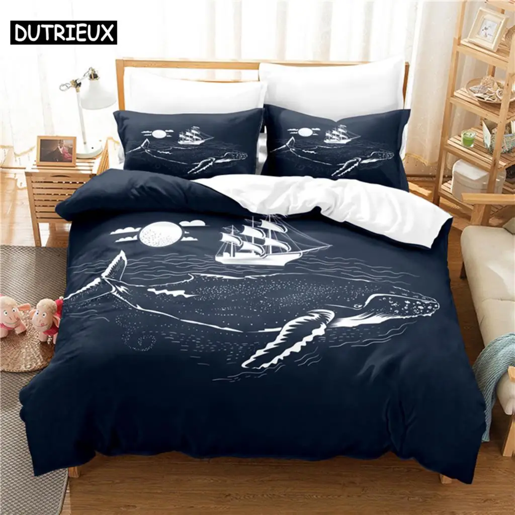 

Cartoon Whale Painting Bedding Set Duvet Cover Set Bedding Digital Printing Bed Linen Queen Size Bedding Set Fashion Design