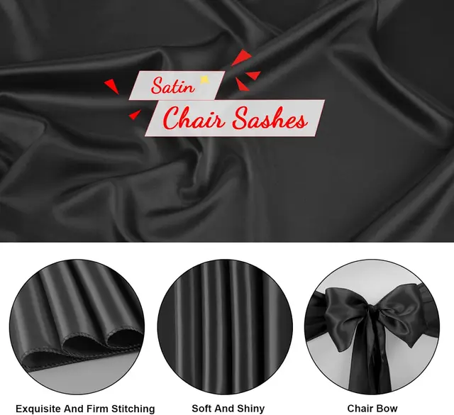 Ceintures de chaise en Satin, nœuds universels, attaches de ruban, ceinture arrière pour événements de fête de mariage, Banquets, décoration de couverture de chaise, 10/50 pièces 4