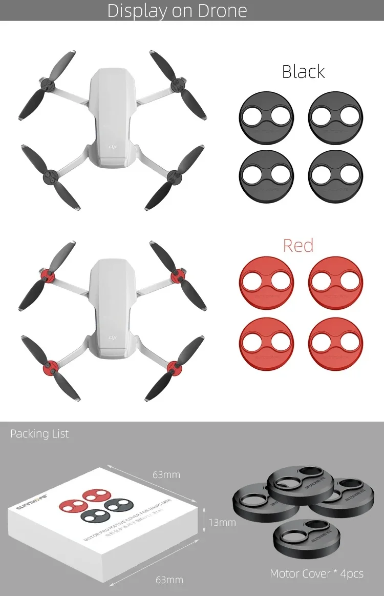 Description Picture 4 of itemAluminium Motor Cover Cap Hood for DJI Mini 2 SE/MINI 3 Pro Accessories Cover Against Paddles Dust-Proof Engine Protector