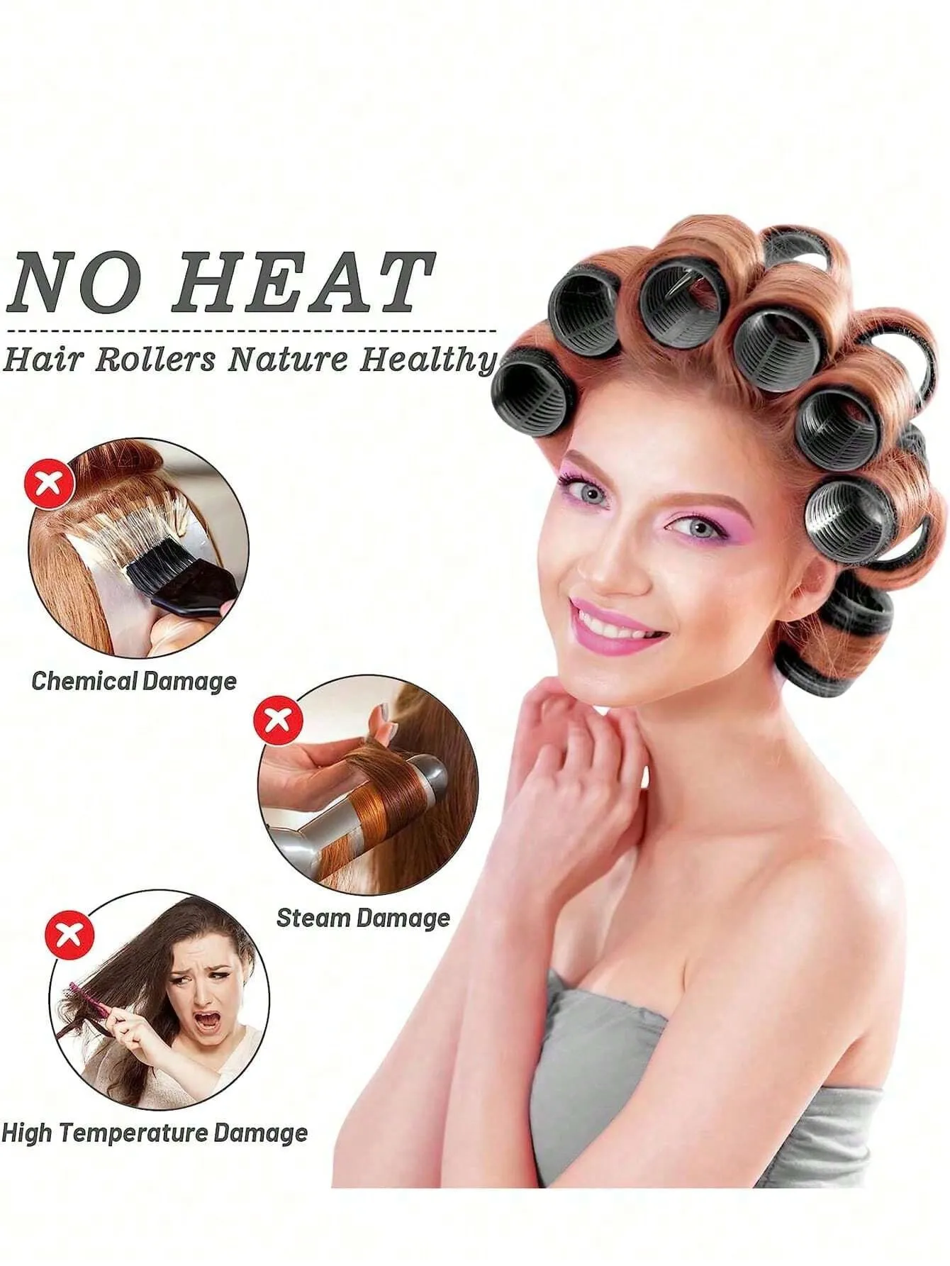 16pcs Self-Adhesive Hair Rollers Set For Different Hair Lengths, Heatless Curlers With Clips As Diy Hair Styling Tool