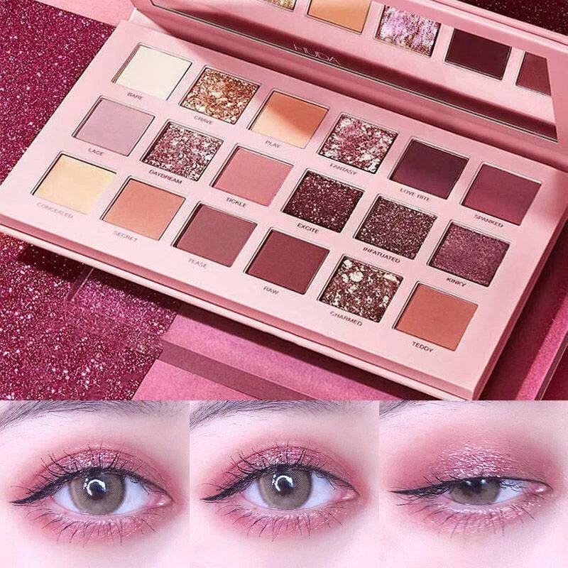 Eye Shadow Eye Shadow Plate 18 Colors Desert Rose Palette With Makeup Mirror Pearlescent Matte Glitter Shimmer Pigment Nude Longlasting Eye Shadow