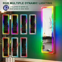 47.2" LED Mirror Jewelry Cabinet with RGB Lights, Wall Mounted Organizer, Full-Length Mirror, 2 Drawers, Lockable 4