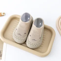 Adorable Cartoon Baby Sock Shoes with Rubber Soles - 12-18months (Khaki)