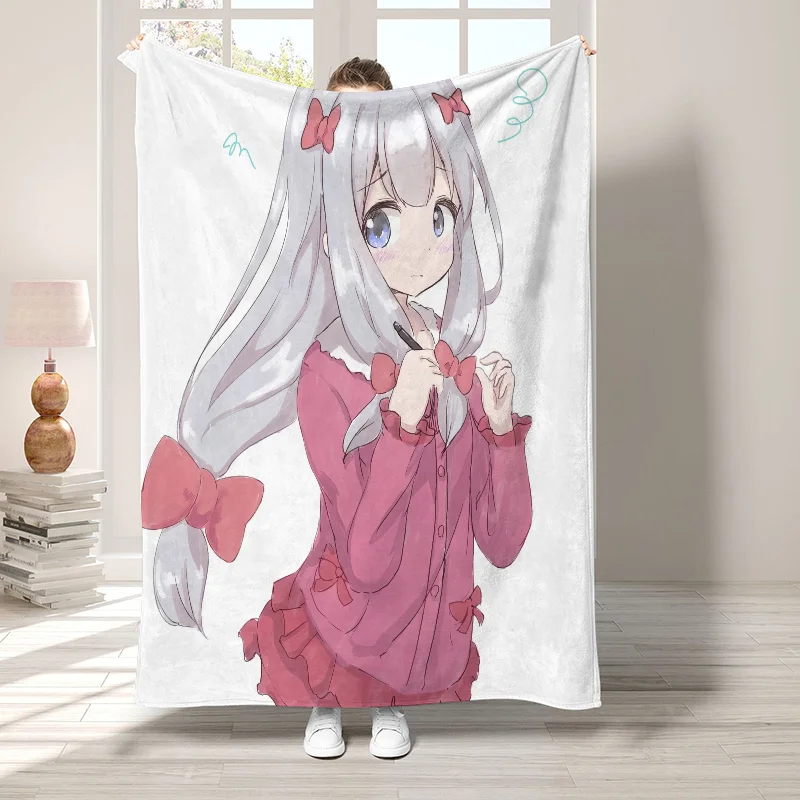 E-Eromanga Sensei 귀여운 담요, 소파 장 푹신하고 부드러운 담요, 침대 위 침대보, 보호 홈 데코, 양털 낮잠 던지기