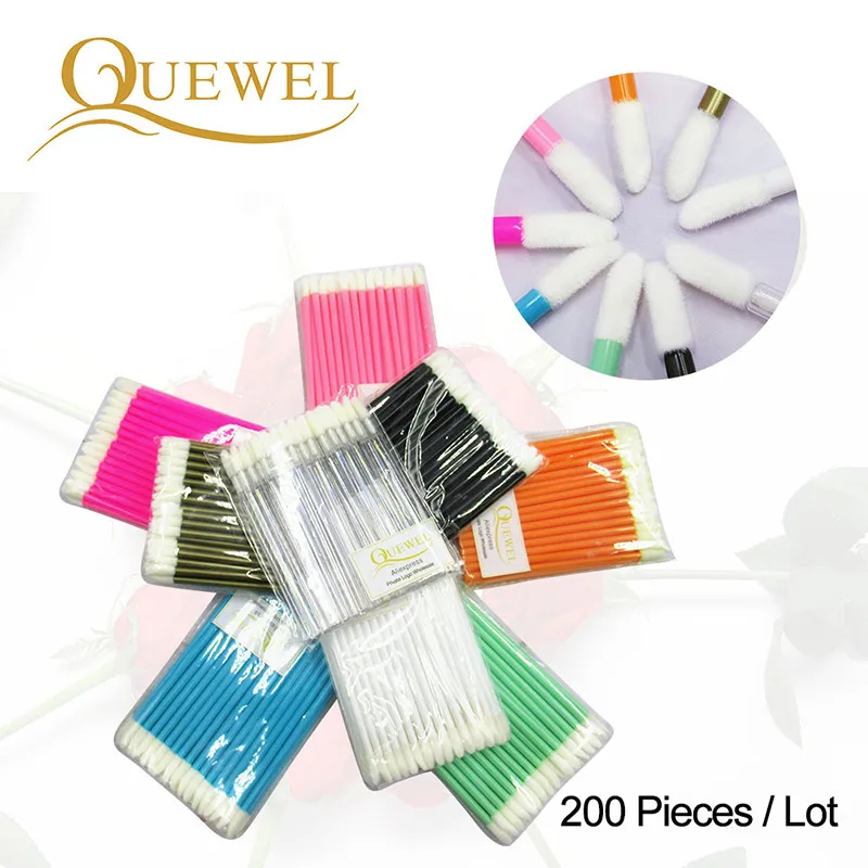 

Quewel Disposable Lip Brush Set 4 Bags/Lot Cotton Swab Mascara Wands Lash Lipstick Cleaning Eyelashes Brush Applicators 200 pcs