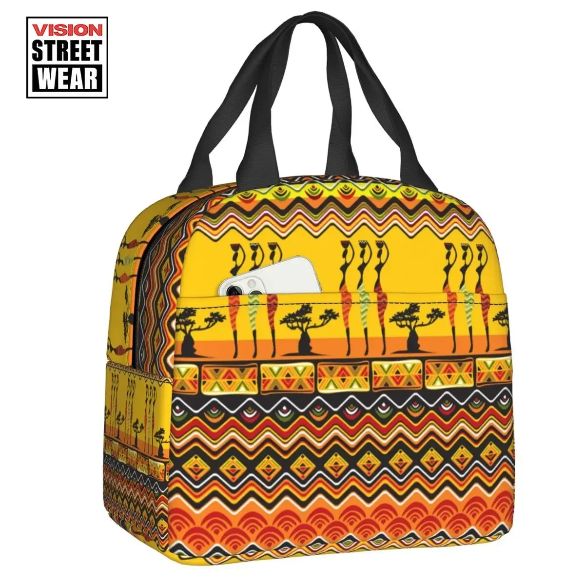 

Новинка 2023, Индивидуальная сумка для ланча с Африканским этническим узором, Женский кулер, теплые изолированные коробки для ланча для детей, школы