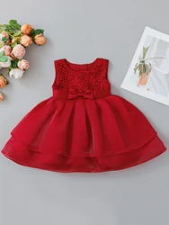 Elegant Purple Party Dress for Baby Girls - Perfect for Birthdays, Weddings, and Special Occasions (Red)