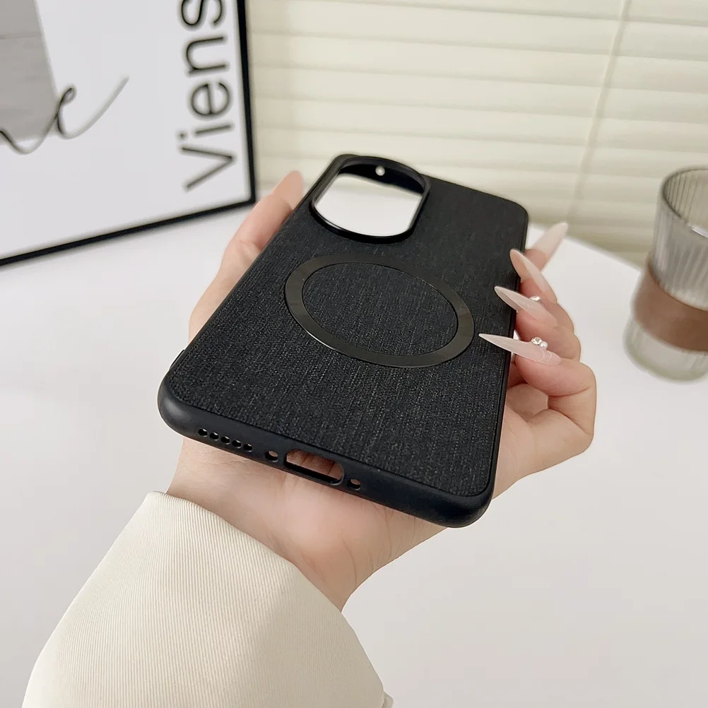 Luxury Magsafe Magnetic Leather Case with Wireless Charging Cover