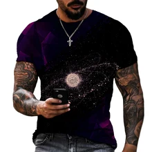 

Summer Men's T-shirt Street Fashion Retro Symphony Color Matching 3D Printing Large Size Loose Hedging Short Sleeve