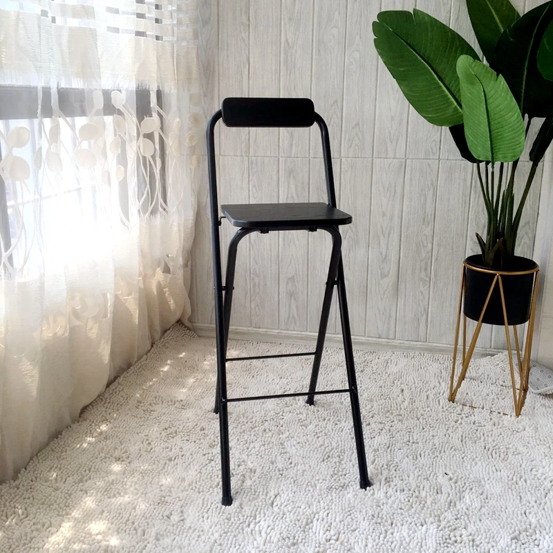 Iron Folding Bar Chairs Home Nordic Backrest Bar Stool Thickened Foot Covers Kitchen Table Chair Multi-scene Dining Chairs Y