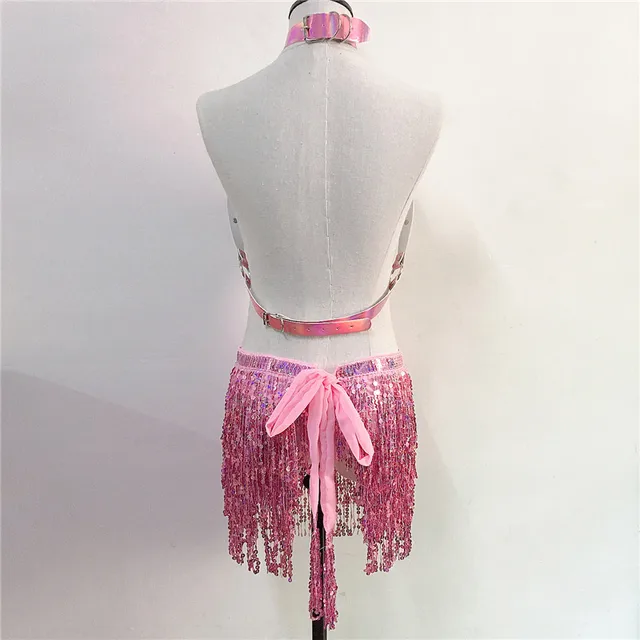 Holographic Laser Harness Tops and Fringe Skirt 6