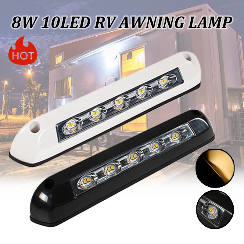 Faretto LED Universale 12V/24V 8W Per Camper, Tenda, Portico - Impermeabile Con 10 LED - Luce Per Esterni RV