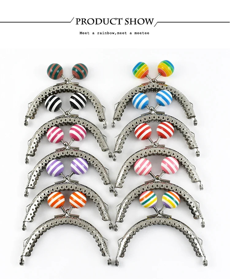 2/5/10Pcs 85mm Embossed Metal Bag Handle Color Bead Coin Purse Frame Kiss Clasp Handbag Wallet Sewing Brackets for Making Bags
