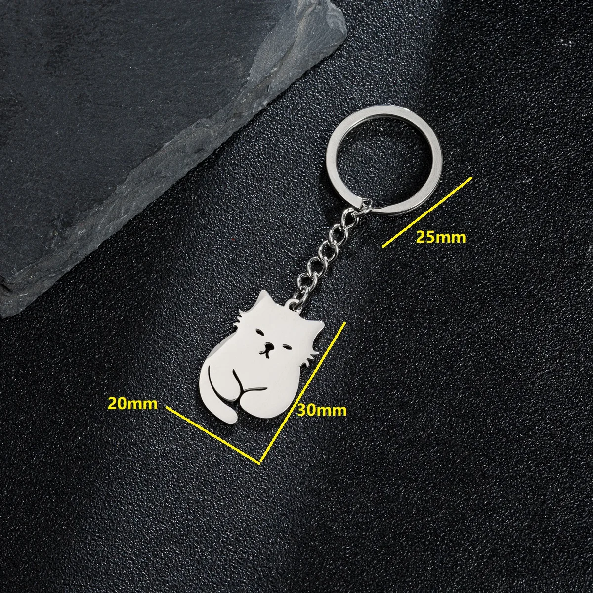 Glückliche Katze Metall Schlüssel bund für Frauen Schlüssel ring Herstellung liefert Edelstahl Tier Kätzchen Anhänger Charms niedlichen Schlüssel halter für Mädchen – Detail 5